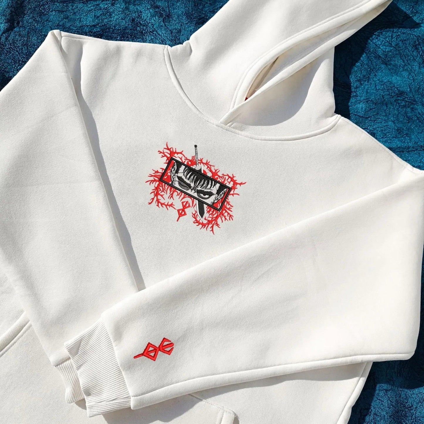 Berserk Anime Hoodie, Bestickter Kapuzenpullover | Embroidered Streetwear Hoodie