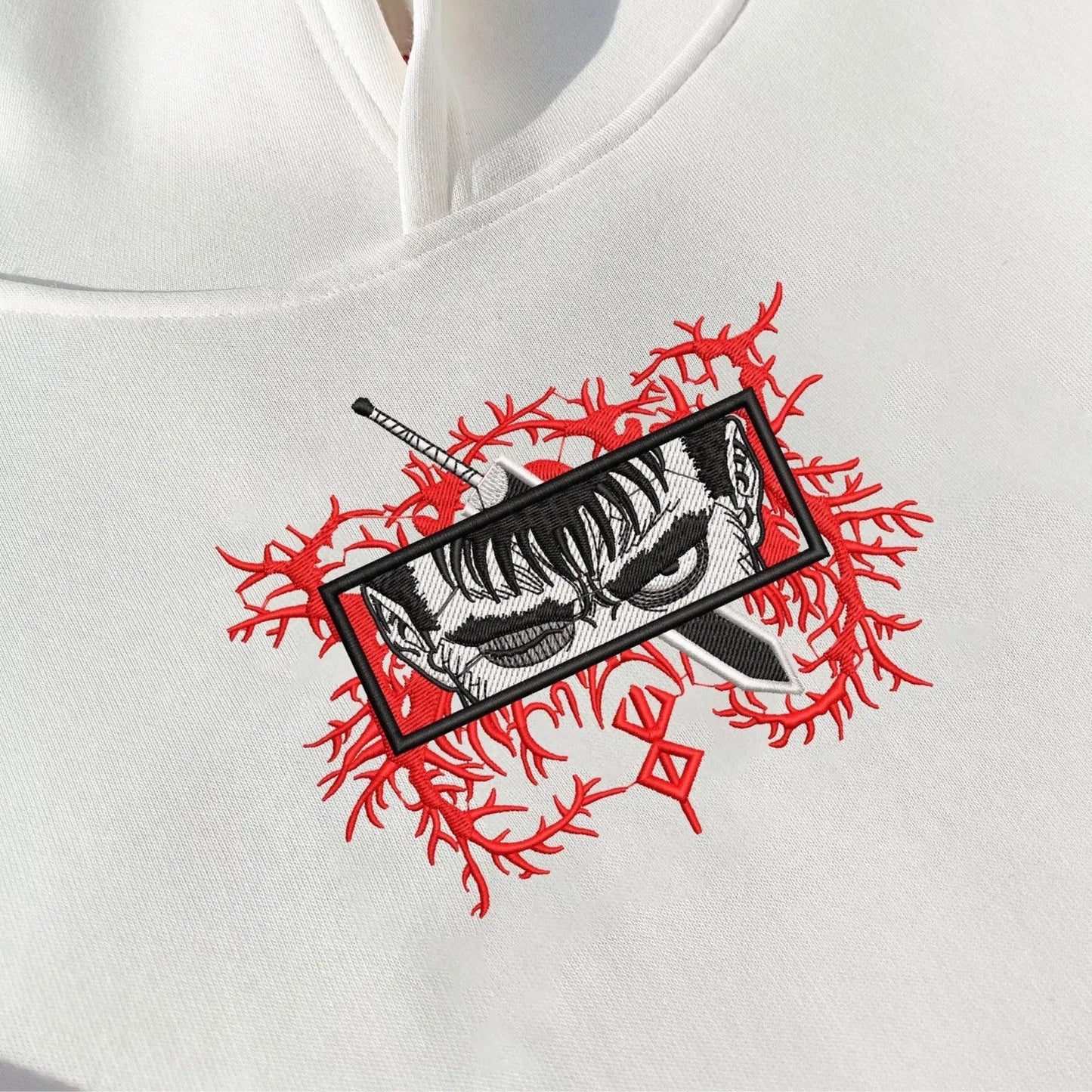Berserk Anime Hoodie, Bestickter Kapuzenpullover | Embroidered Streetwear Hoodie