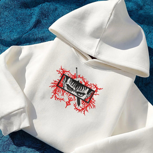 Berserk Anime Hoodie, Bestickter Kapuzenpullover | Embroidered Streetwear Hoodie